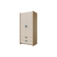 KINDERKLEIDERSCHRNAK LEXO 02 83/198/60 cm in Eiche Cremona/Macadamia/Meeresblau - Blau/Eichefarben, Holzwerkstoff (83/198/60cm) - Deine Möbel 24