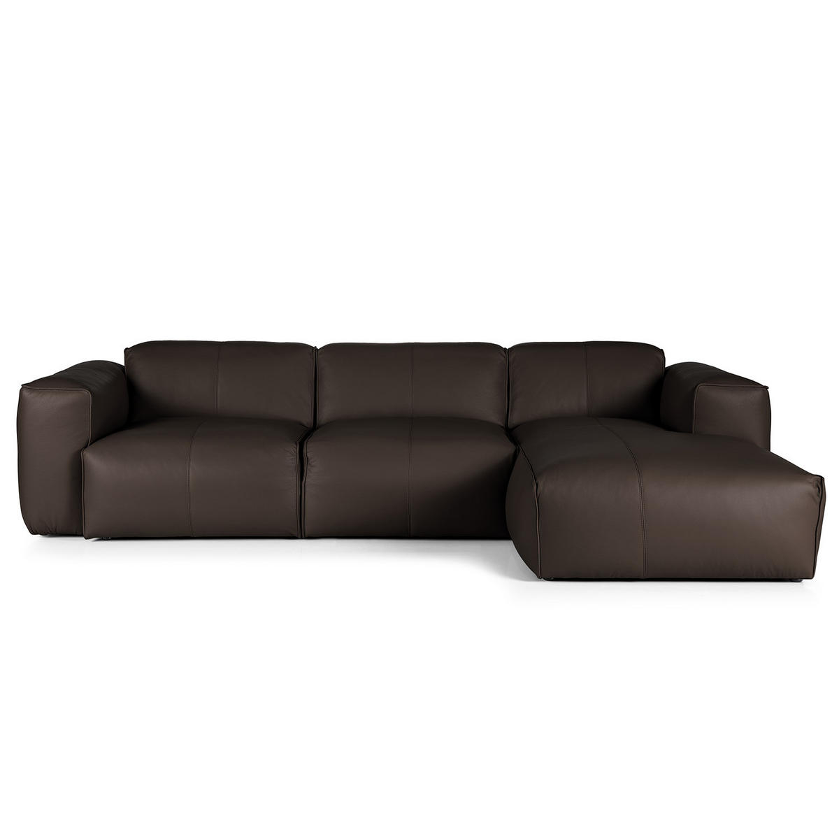 3-SITZER ECKSOFA mit Longchair - Dunkelbraun/Schwarz, Leder/Kunststoff (284/173cm) - home24