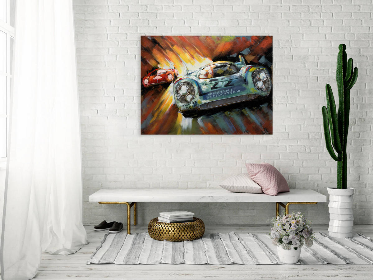 METALLBILD Rot 100/75 cm - Blau/Rot, Metall (5.1/75cm) - KUNSTLOFT