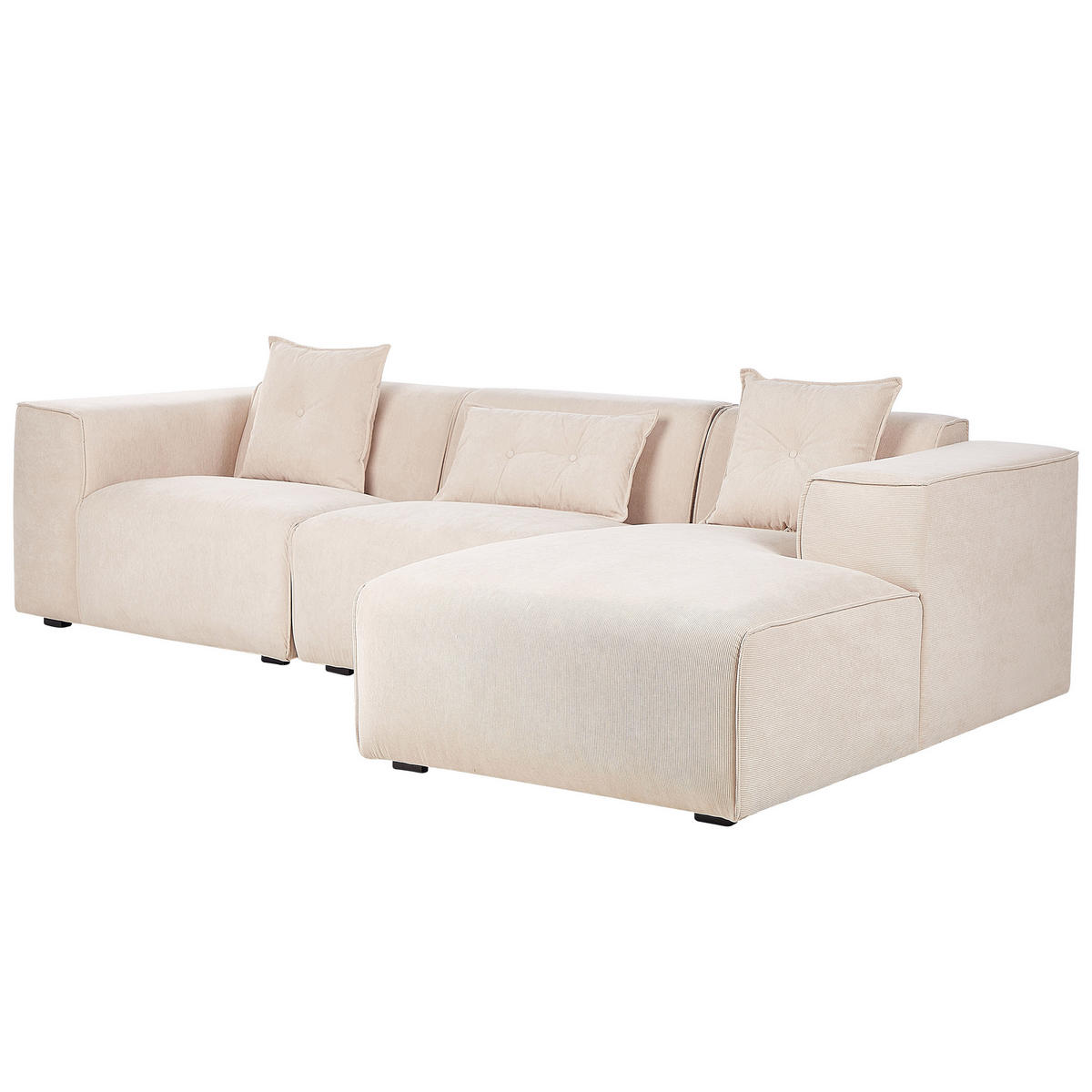 ECKSOFA Cord Beige rechtsseitig Dolva - Beige, Textil (294/170cm) - Beliani