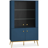 VITRINENSCHRANK ARICIA mit Glaseinlegeböden, Marineblau - Blau, Holz (92/152/40cm) - KONSIMO®