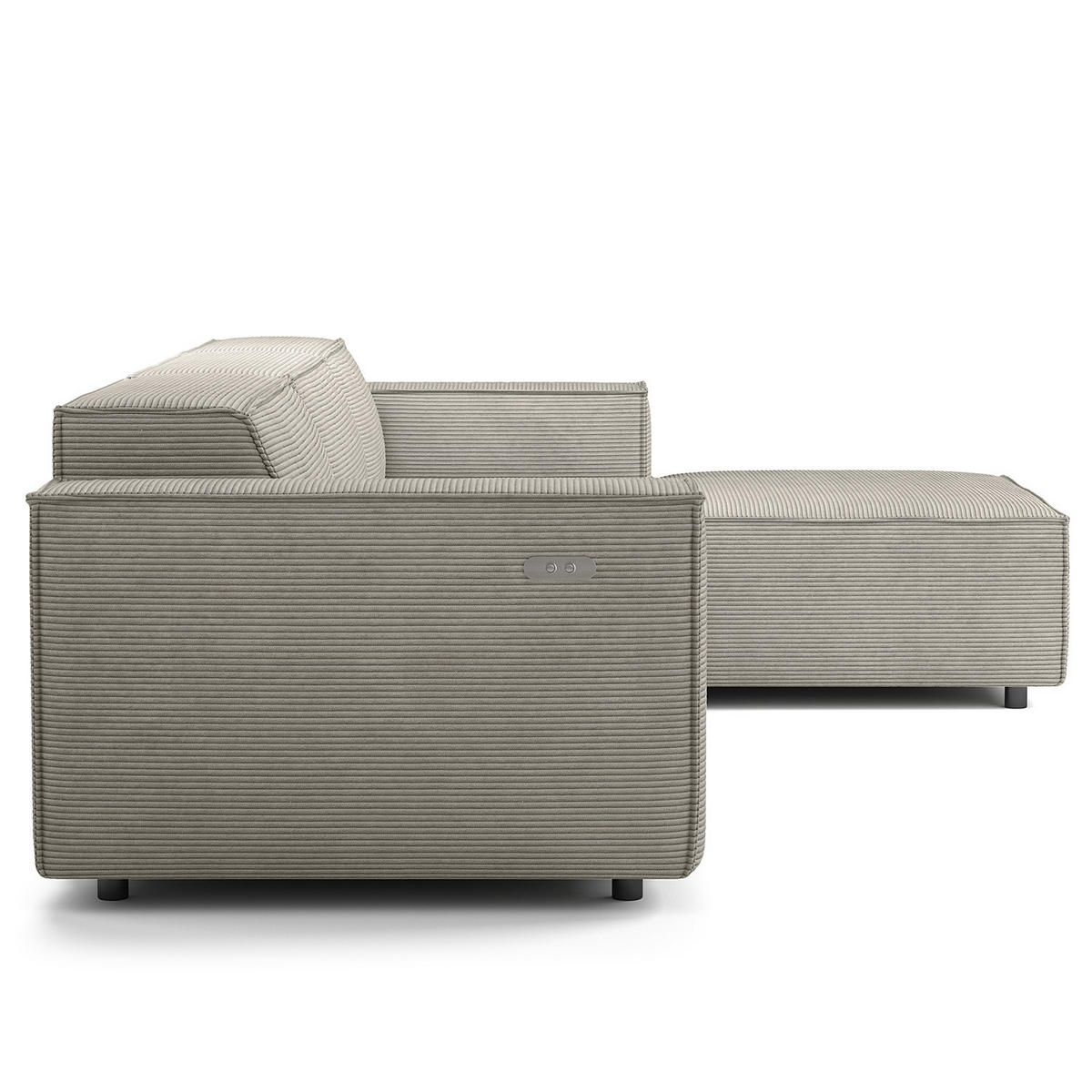 ECKSOFA mit Longchair - Graubraun/Schwarz, Kunststoff/Textil (294/177cm) - home24