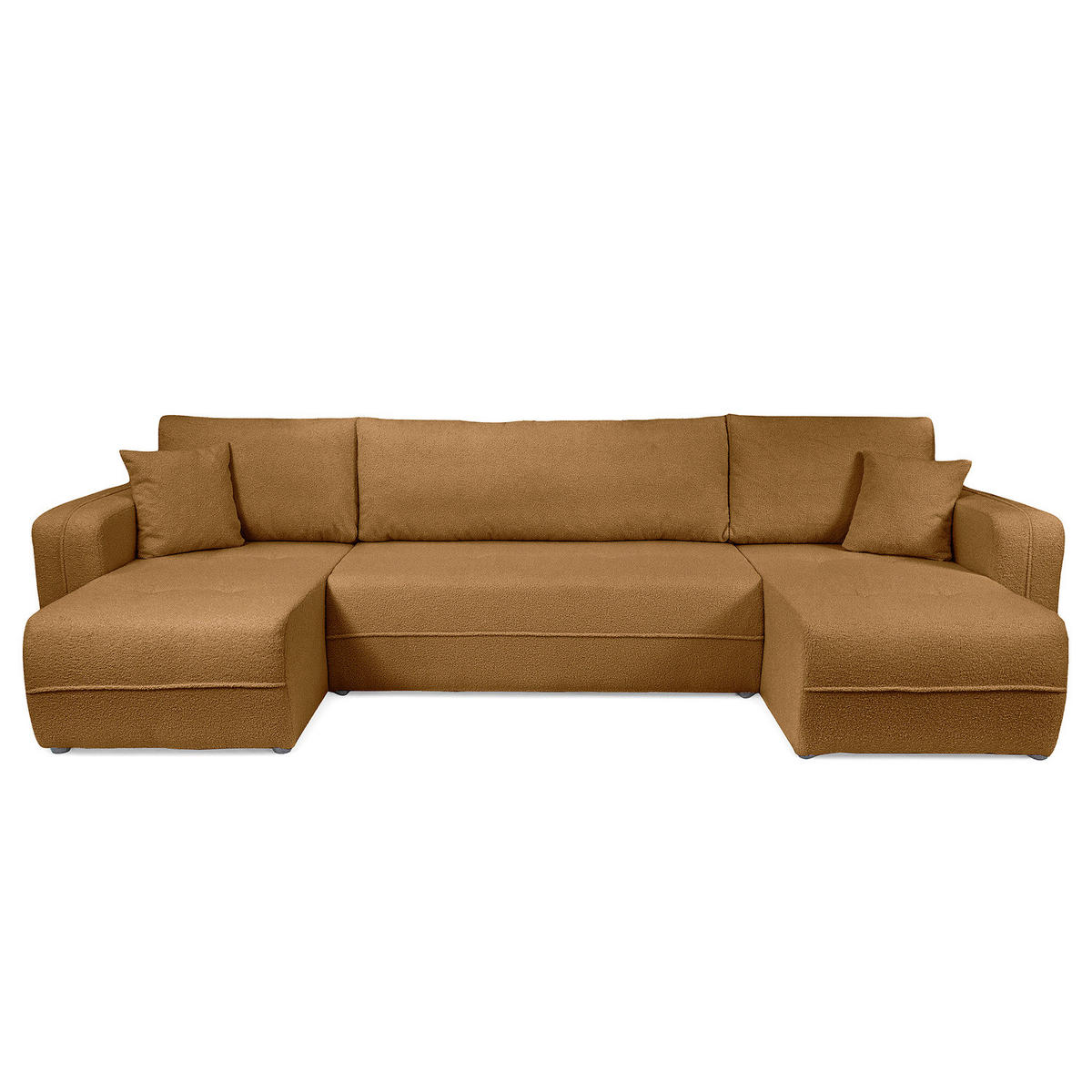 WOHNLANDSCHAFT - Beige/Schwarz, Kunststoff/Textil (312/82/145cm) - home24