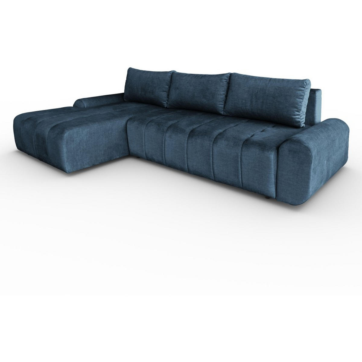 ECKSCHLAFSOFA Costa L Dunkelblau links - Schwarz/Dunkelblau, Kunststoff/Textil (290/169cm) - Beautysofa
