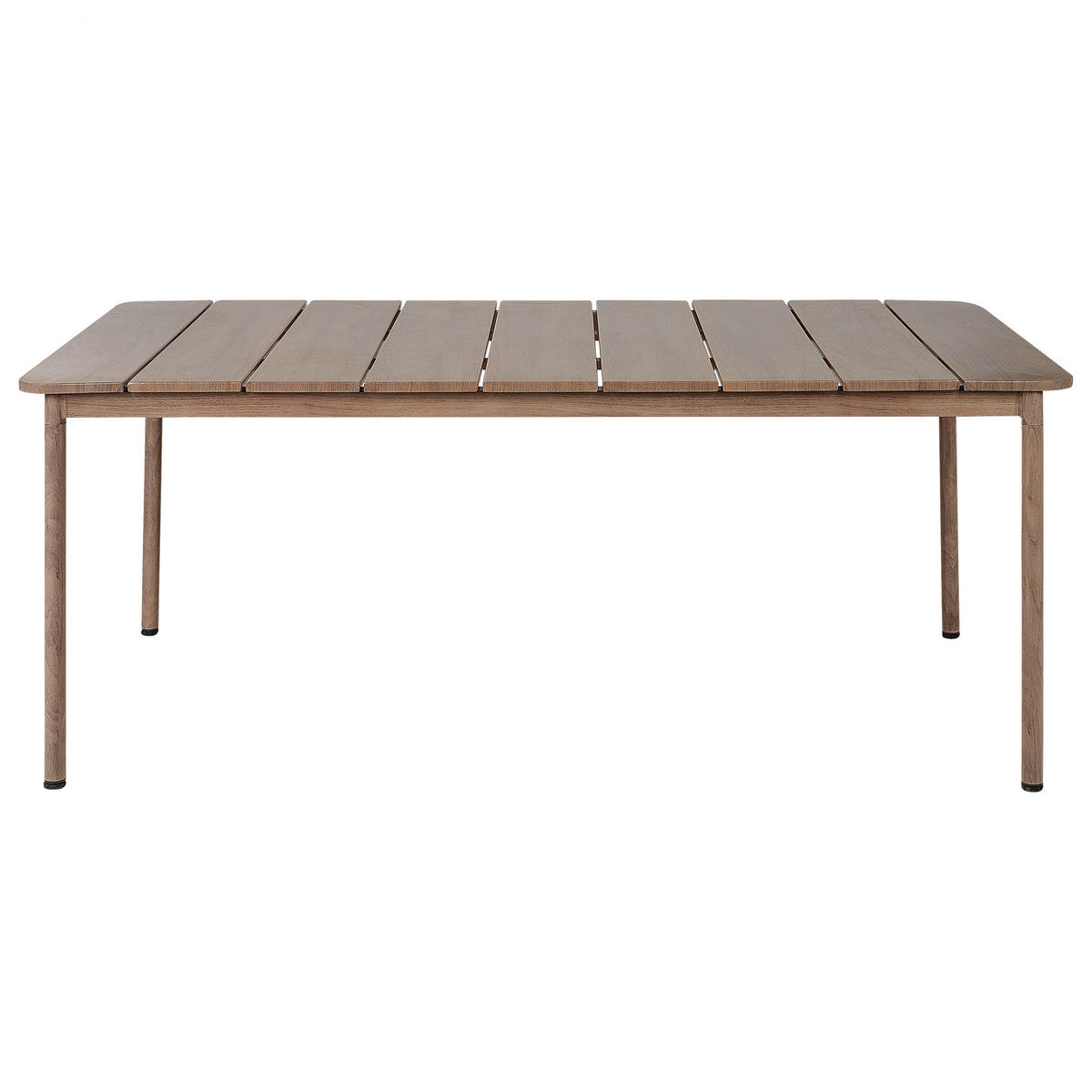 GARTENTISCH 6-Sitzer Dunkler Holzfarbton Flavia - Dunkelbraun, Metall (96/185/76cm) - Beliani