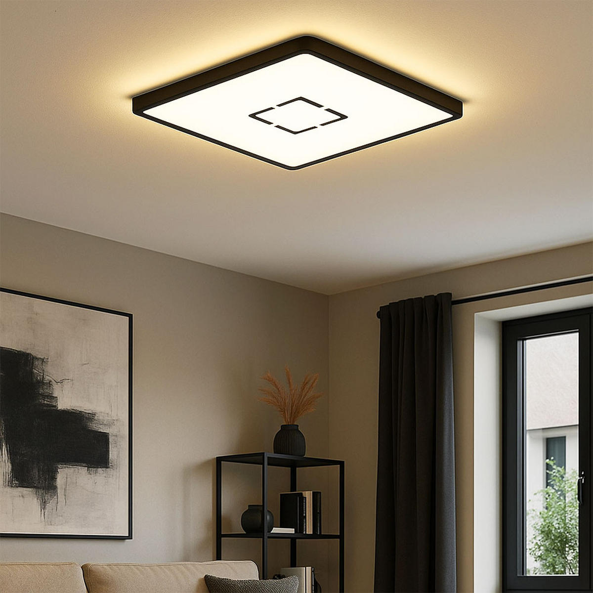 LED DECKENLEUCHTE Schwarz Backlight - Schwarz, Kunststoff (29.3/29.3/2.8cm) - Briloner