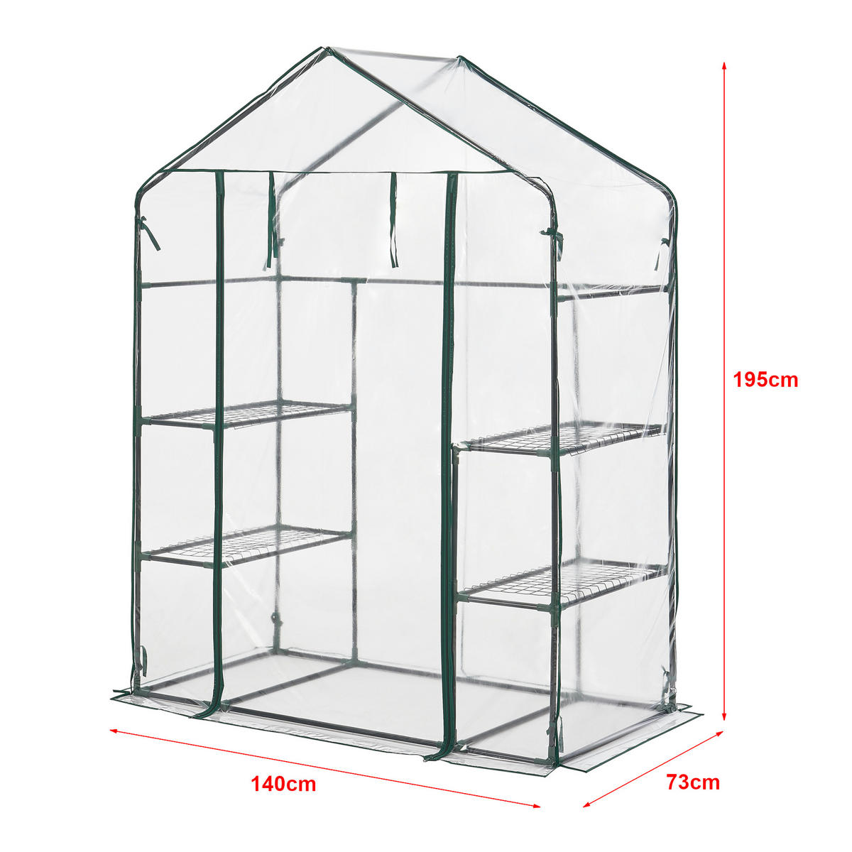 GEWÄCHSHAUS Hoorn - Transparent, Kunststoff (140/195/73cm) - [en.casa]