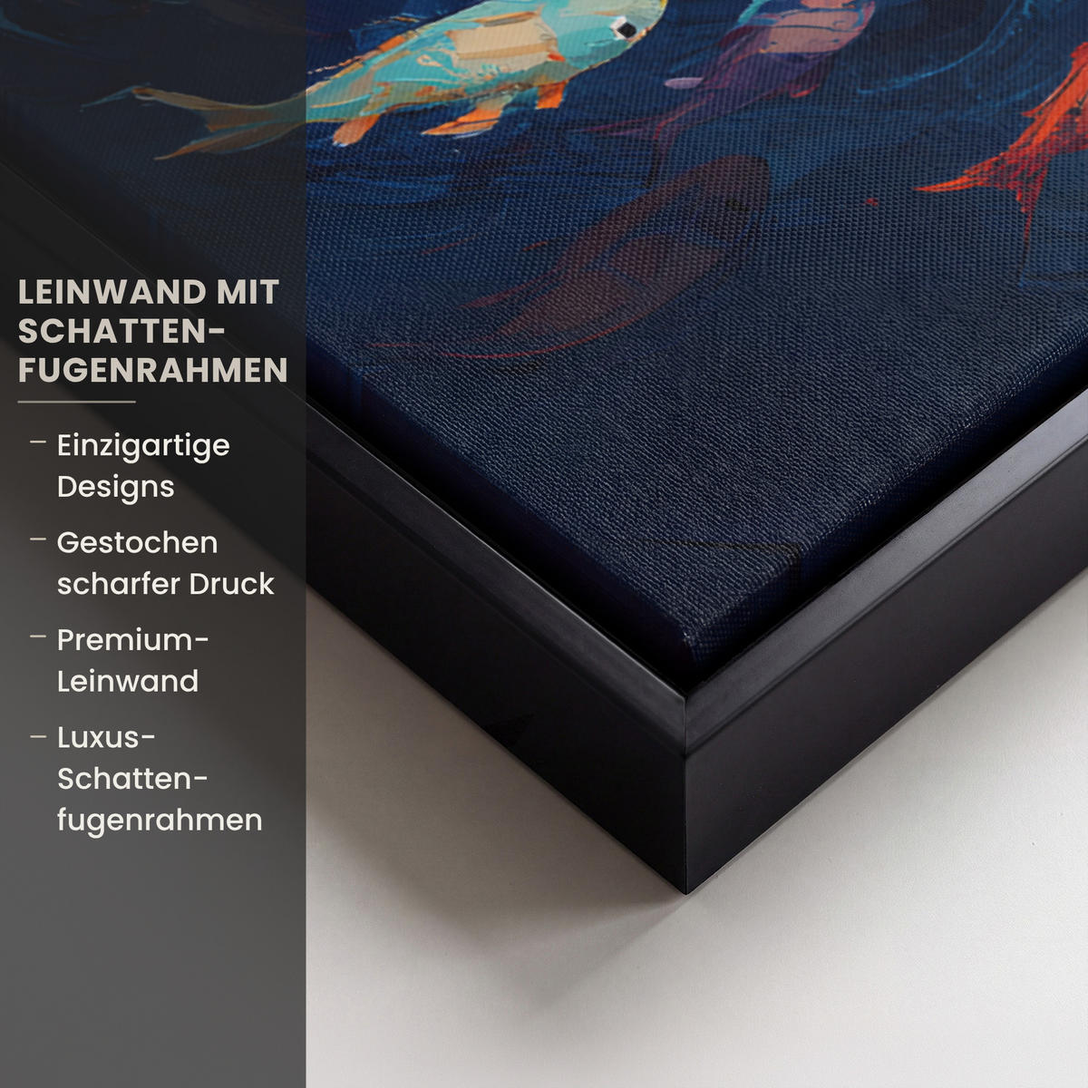 LEINWAND Bilder mit Rahmen - Meer - Fische - Bunt - Dynamisch - 50x70 - Hellblau, Textil (50/70cm) - MuchoWow