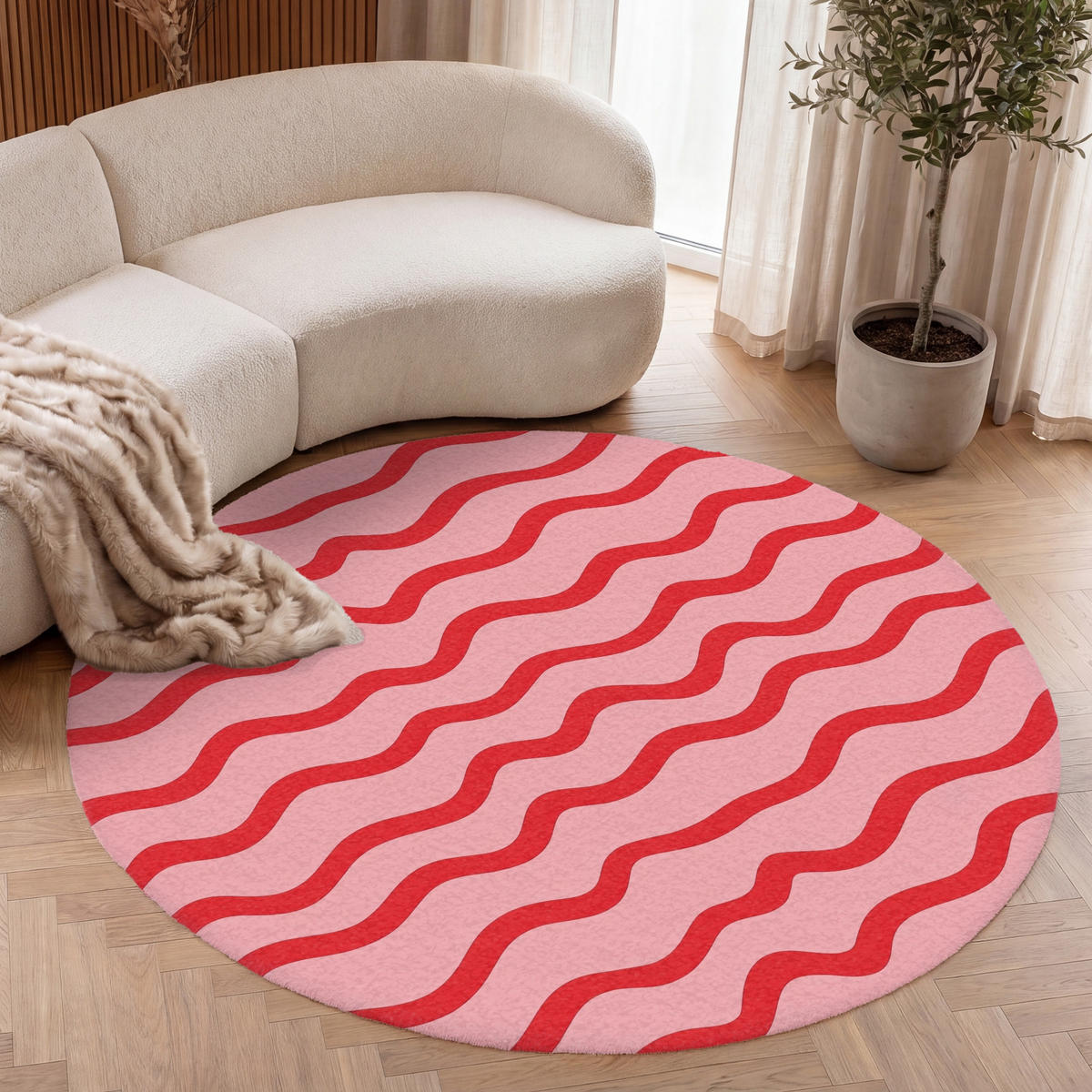 TEPPICH - Verspielt - Muster - Rot - 150x150 cm - Rot, Kunststoff/Textil (150/0.4cm) - OnlyWow