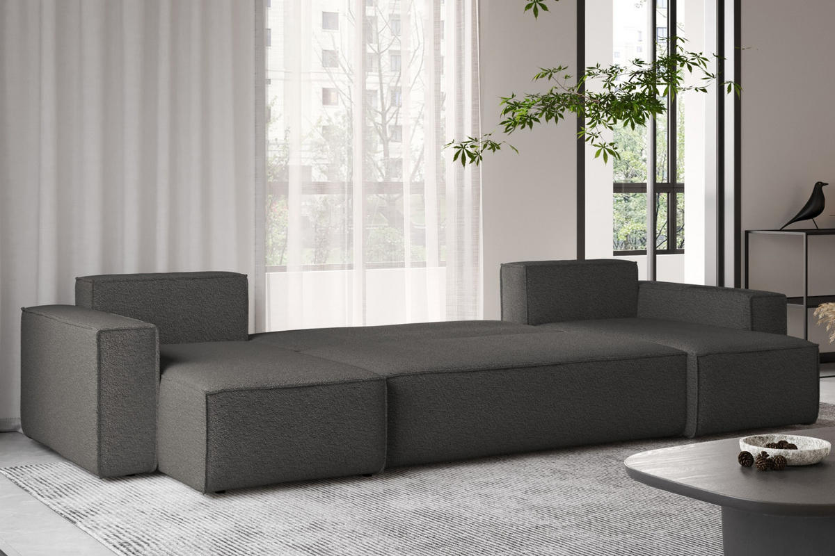 ECKSOFA Mit Schlaffunktion Und Bettkasten U-form BEST stoff Abriamo Graphit - Graphitfarben, Holz (98/312cm) - Kaiser Möbel
