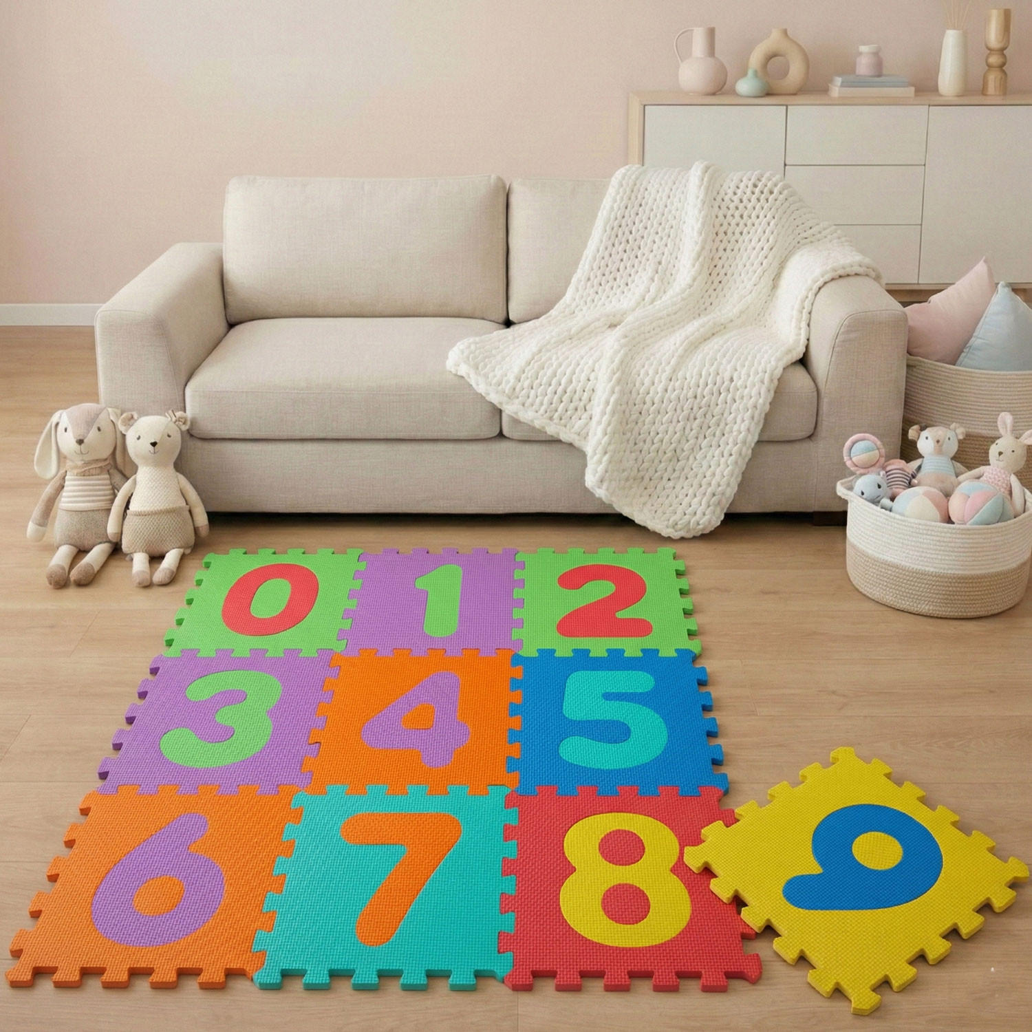SPIELMATTE ab Null - 90 cm Baby Puzzlematte Zahlen - Multicolor, Kunststoff (30/30cm) - Littletom
