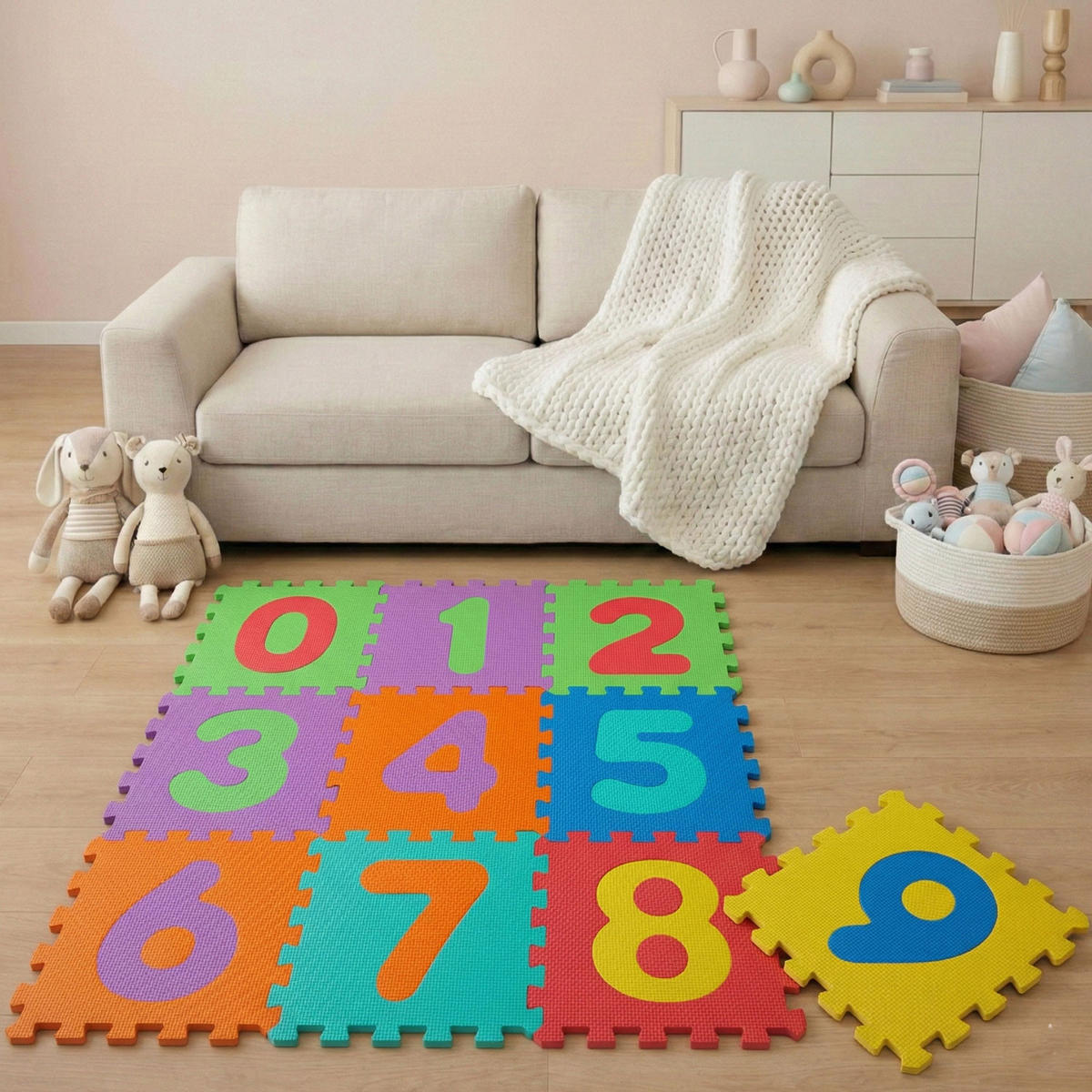 SPIELMATTE ab Null - 90 cm Baby Puzzlematte Zahlen - Multicolor, Kunststoff (30/30cm) - Littletom