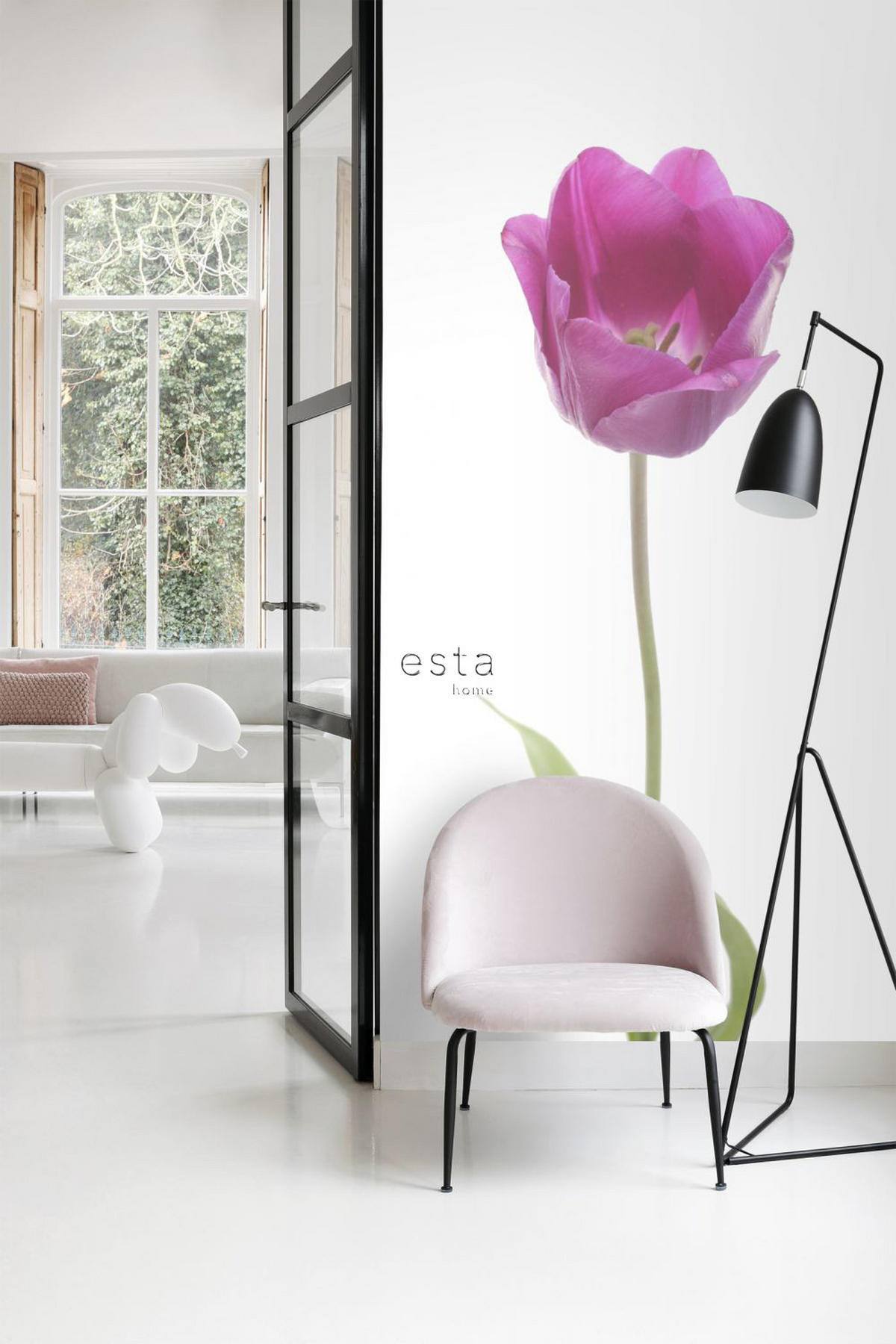 FOTOTAPETE Tulpe 93 x 211.5 cm - Pink, Papier (93/211.5cm) - ESTAhome