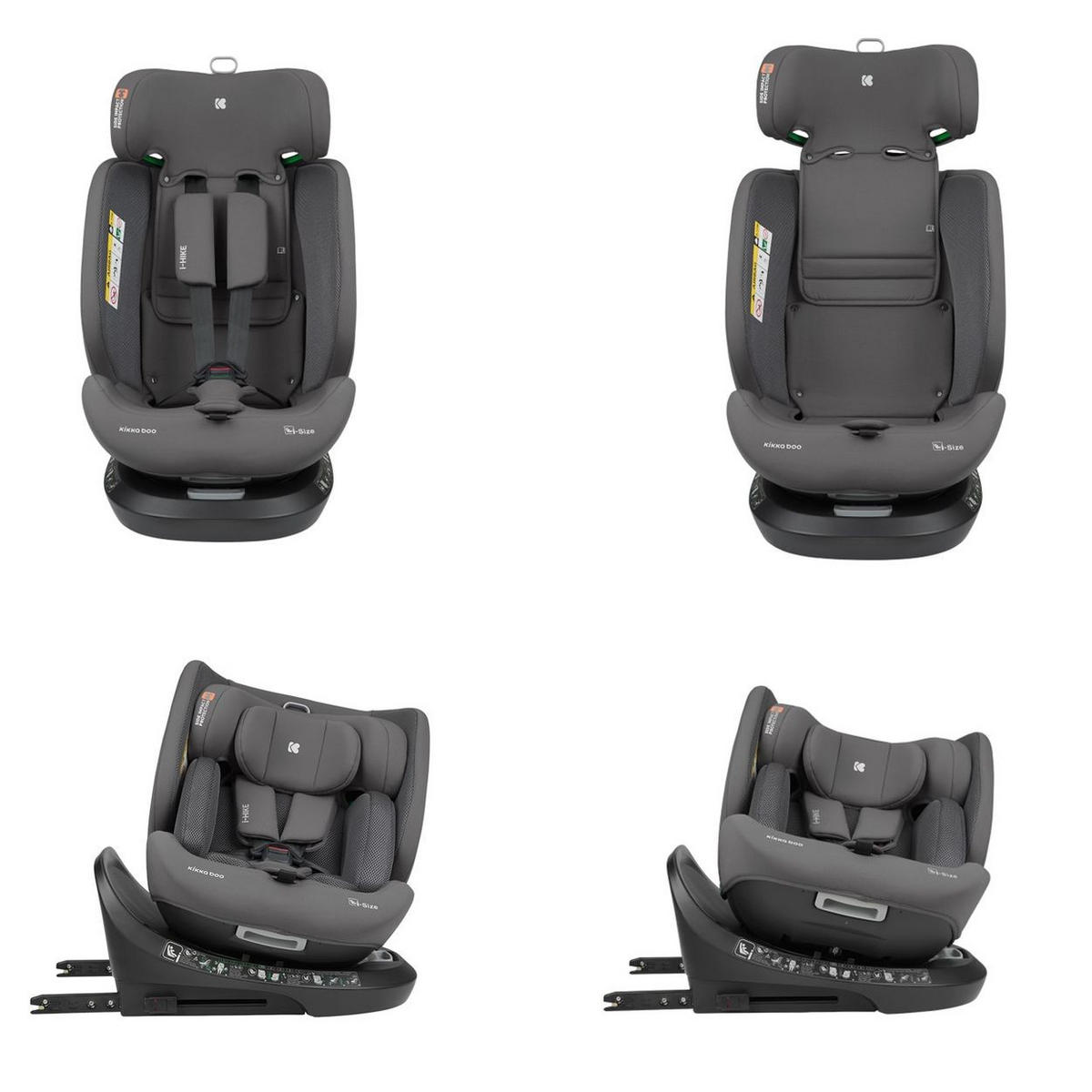 KINDERSITZ i-Size i-Hike grau (40-150 cm) Isofix, 360° drehbar, verstellbar - Grau, Kunststoff (44/58/53cm) - Kikka boo
