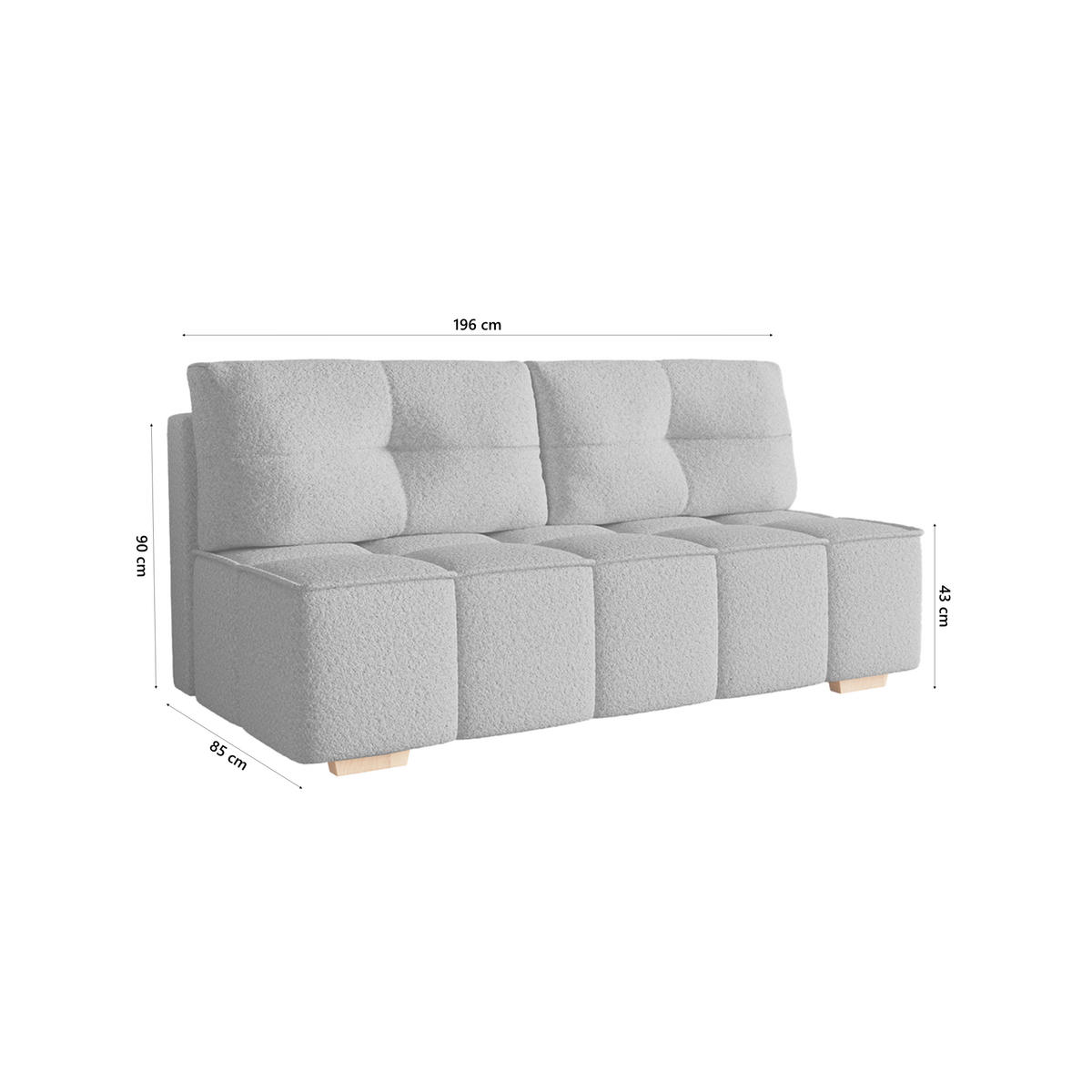SOFA Miia mit Schlaffunktion, Hellgrau - Hellgrau, Textil (196/90/85cm) - Fedve