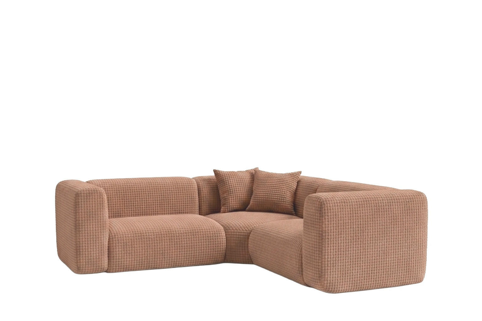 ECKSOFA Modulares, Corner mini, Chenille-Stoff Cremona, Hellbraun, GRETA - Hellbraun, Holz (380/190cm) - Kaiser Möbel