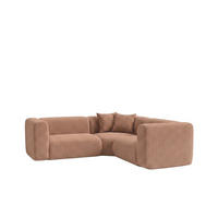 ECKSOFA Modulares, Corner mini, Chenille-Stoff Cremona, Hellbraun, GRETA - Hellbraun, Holz (380/190cm) - Kaiser Möbel