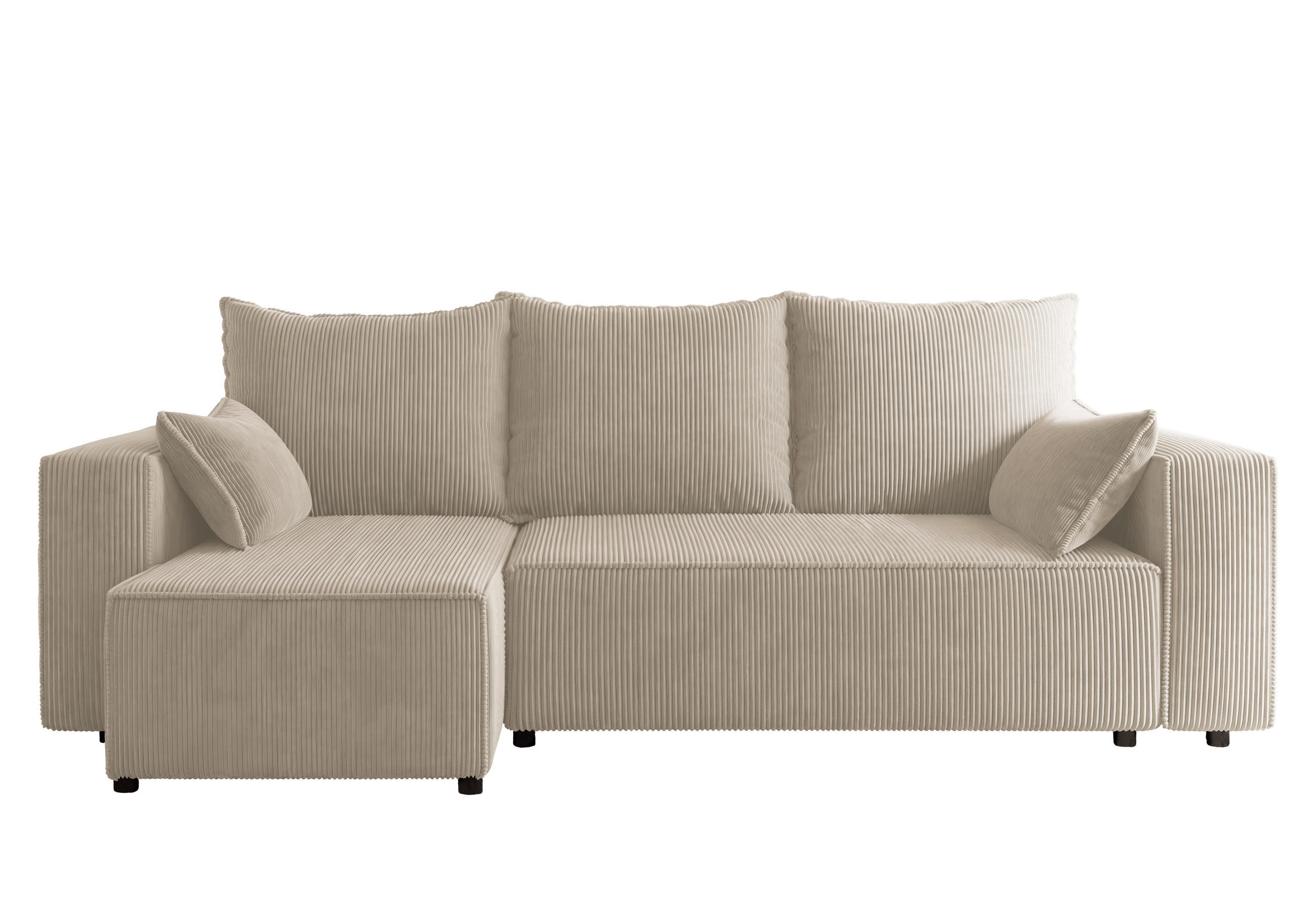 ECKSOFA Tobi mit Bettkasten und Schlaffunktion, L-Form, Cordstoff, Universal - Beige, Holzwerkstoff (246/145cm) - 4ALL HOME