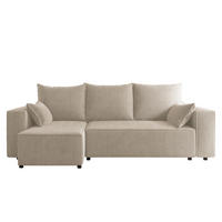 ECKSOFA Tobi mit Bettkasten und Schlaffunktion, L-Form, Cordstoff, Universal - Beige, Holzwerkstoff (246/145cm) - 4ALL HOME