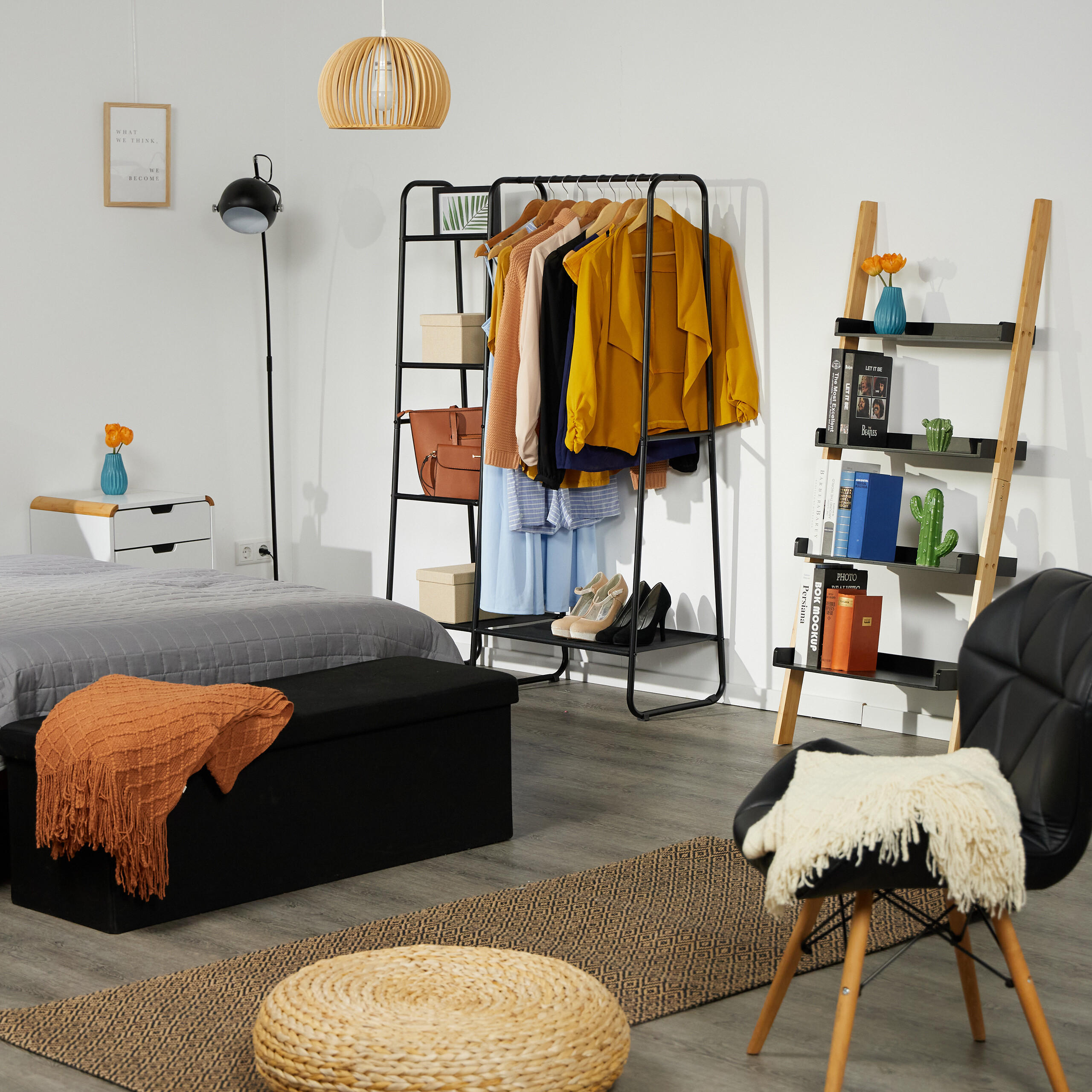 KLEIDERSTÄNDER - Schwarz, Textil/Metall (100/151/41cm) - Relaxdays