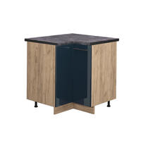 ECKUNTERSCHRANK Fame-Line Dunkelblau Hochglanz 80.5 cm, AP Anthrazit - Honigeiche/Eiche Wotan, Holzwerkstoff (80.5/82/60cm) - Vicco
