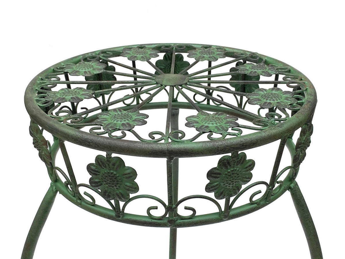 BLUMENHOCKER rund Metall Grün antik 36/36/75 cm - Grün, Metall (36/75/36cm) - DanDiBo