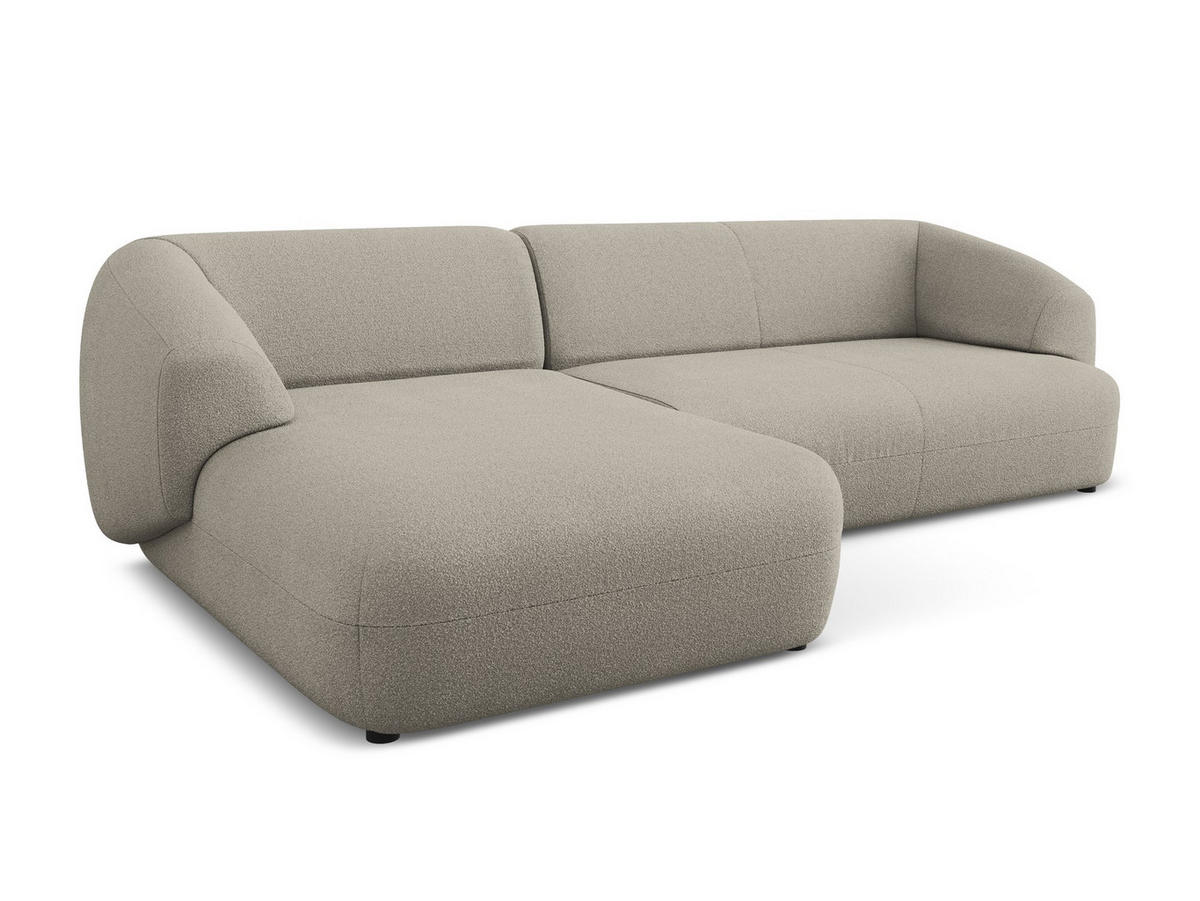 ECKSOFA Links Bouclé Stoff Beige - Beige/Schwarz, Kunststoff/Textil (156/280cm) - Makamii