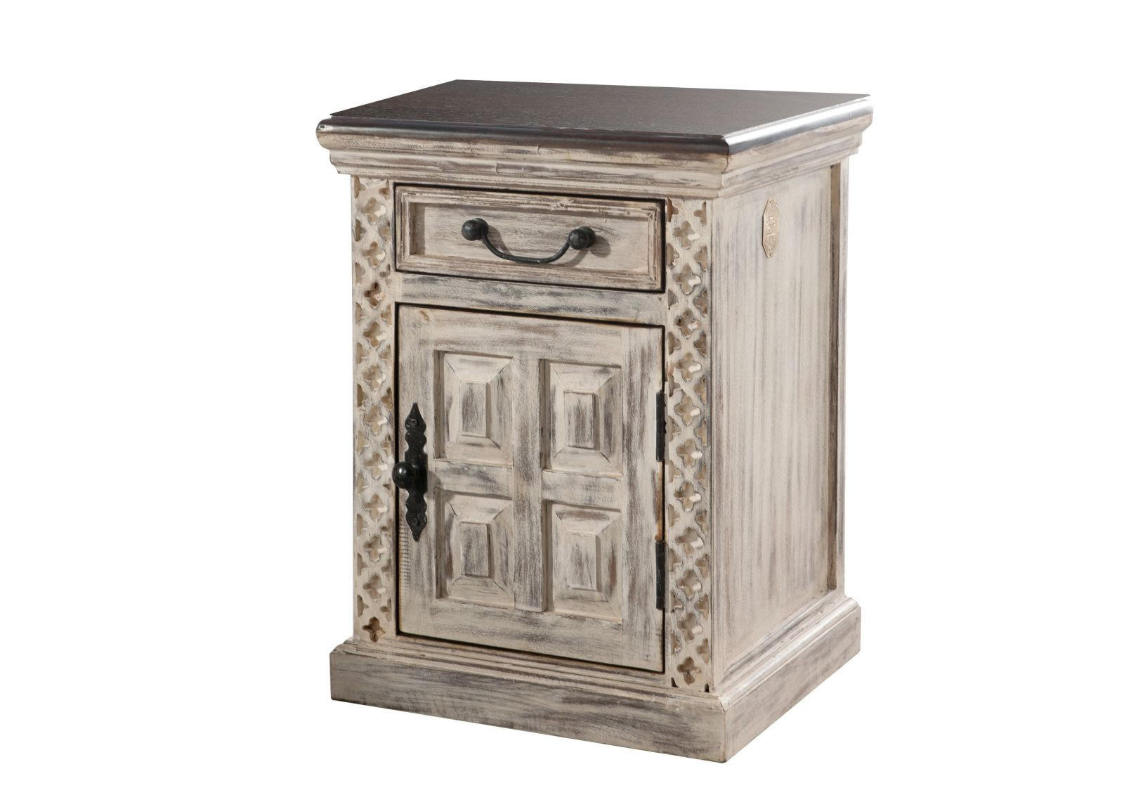 NACHTTISCH Mango / Akazie 45x40x60 weiß gewachst CASTLE-ANTIK #259 - Weiß, Holz (45/60/40cm) - Massivmoebel24