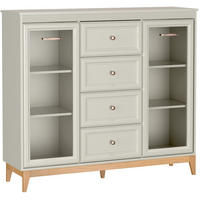VITRINE Charlott mit 4 Schubladen und 2 Türen - Kaschmir/Eichefarben, Holz/Holzwerkstoff (141.5/125.5/40.5cm) - Beautysofa