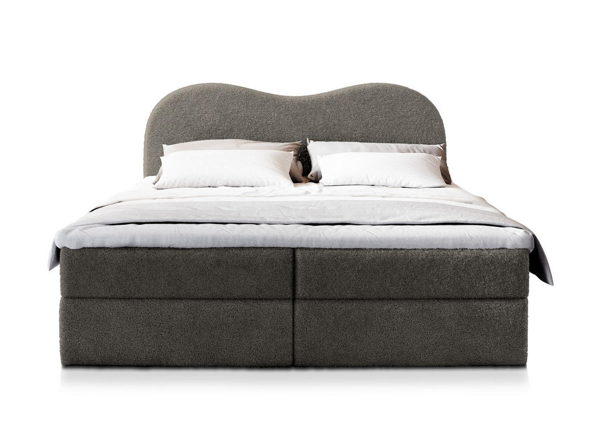 POSTEL BOXSPRING FLUVIA 180x200 cm, s matrací a úložným prostorem, šedá - šedá, kompozitní dřevo/textil (180/200cm) - MASSENO