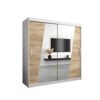 SCHWEBETÜRENSCHRANK 200/200/62 2-türig - Silberfarben/Weiß, Holz/Kunststoff (200/200/62cm) - Abiks Möbel
