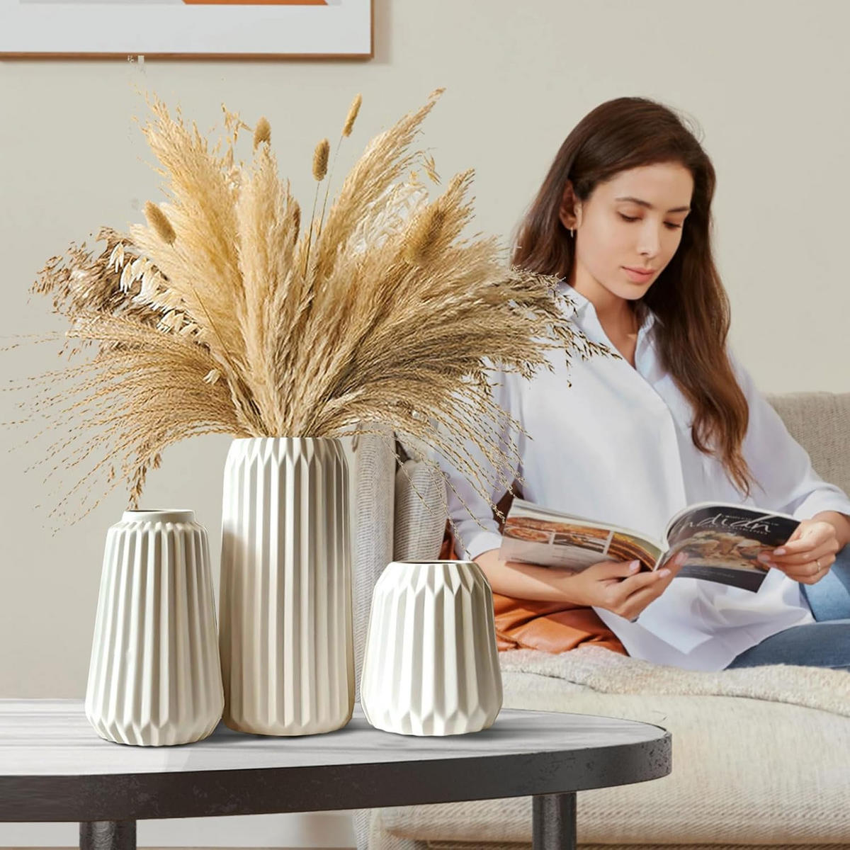 VASE Keramik - Weiß, Keramik (24.5cm) - LIBRATON