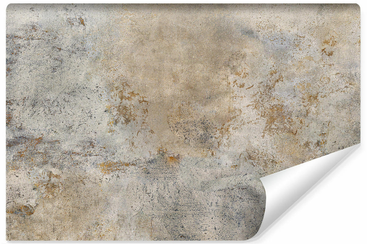 FOTOTAPETE Beton Muster Abstraktion für Wohnzimmer 300x210cm - Beige/Orange, Papier (300/210cm) - Muralo
