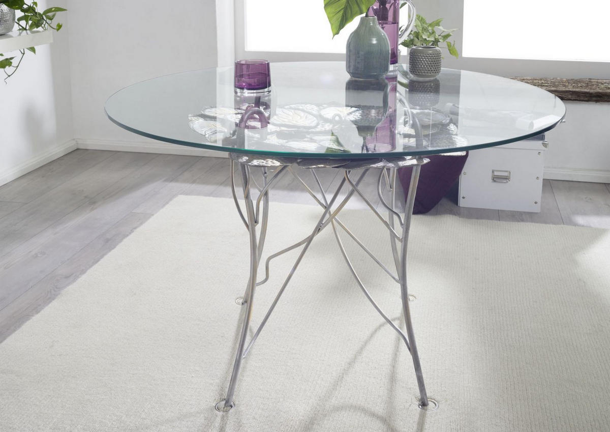 BEISTELLTISCH 107x107x76 natur DEKO #086 - Silberfarben, Metall (107/107/76cm) - Massivmoebel24