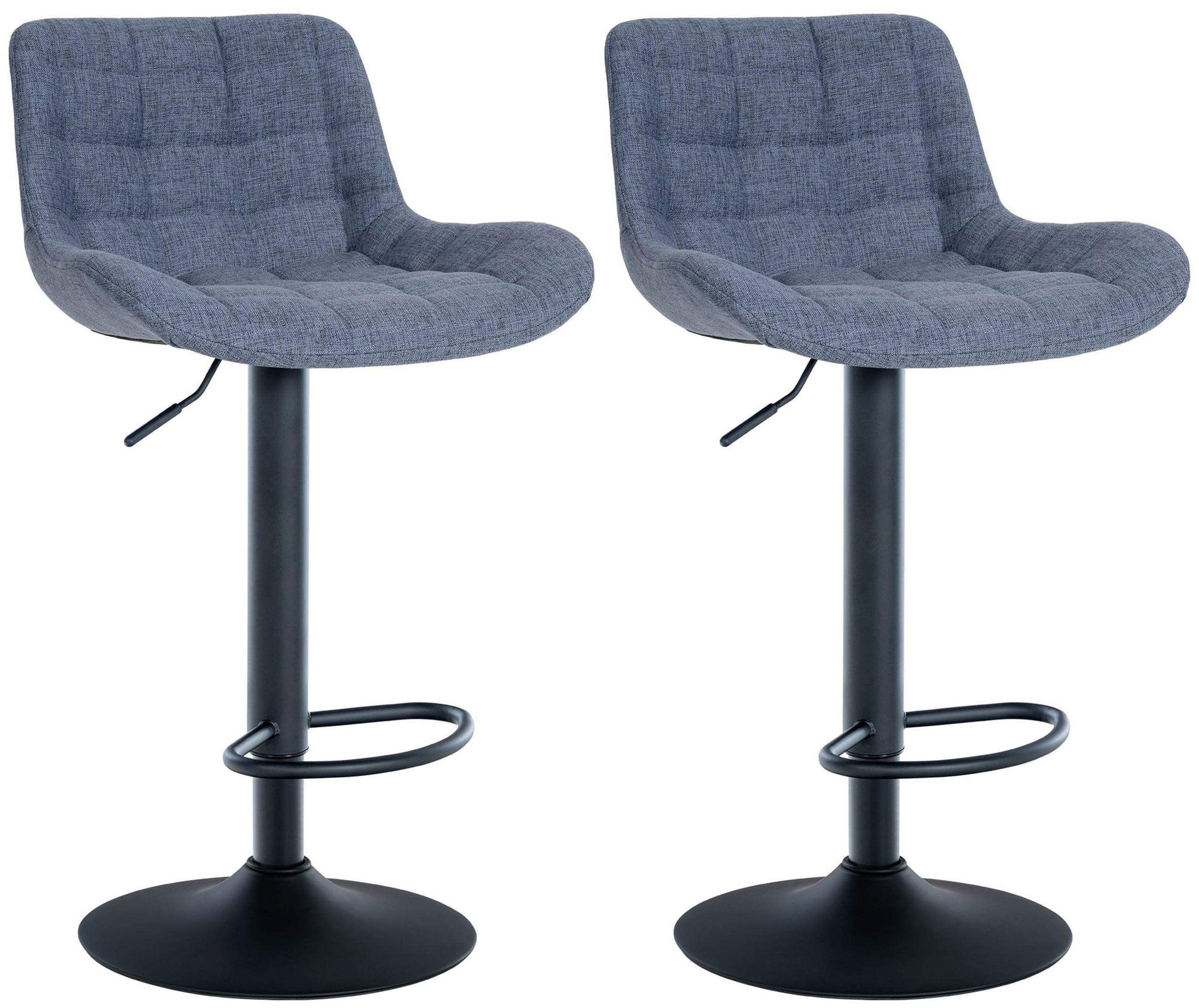 BARHOCKER 2er Set Tower Stoff blau - Blau/Schwarz, Textil/Metall (48/105/54cm) - TPFLiving