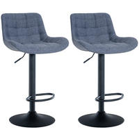 BARHOCKER 2er Set Tower Stoff blau - Blau/Schwarz, Textil/Metall (48/105/54cm) - TPFLiving