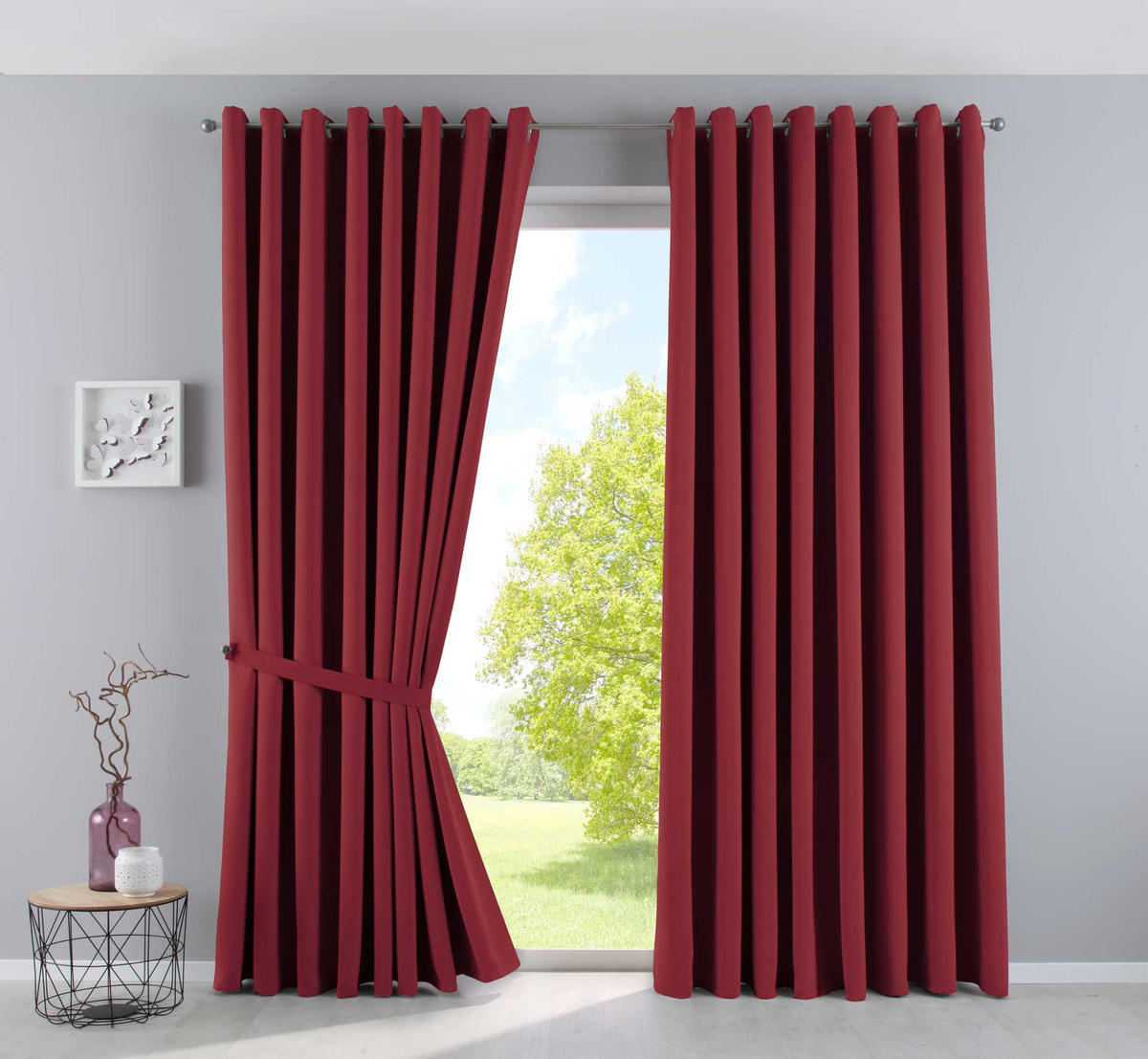 VORHANG »NEW YORK« HxB 160x140 cm Bordeaux - Bordeaux, Textil (140/160cm) - Gardinenbox