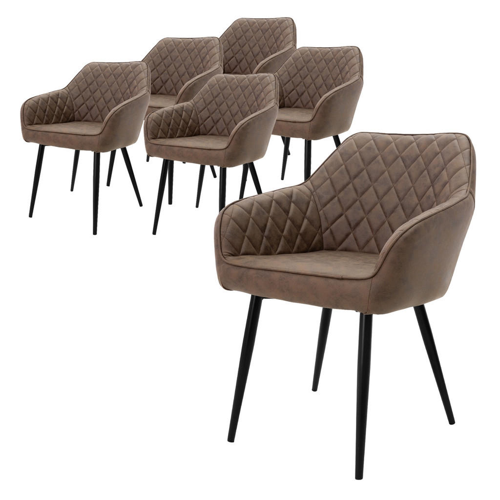 ML-DESIGN JÍDELNÍ ŽIDLE, sada 6 ks, hnědá, potah z umělé kůže