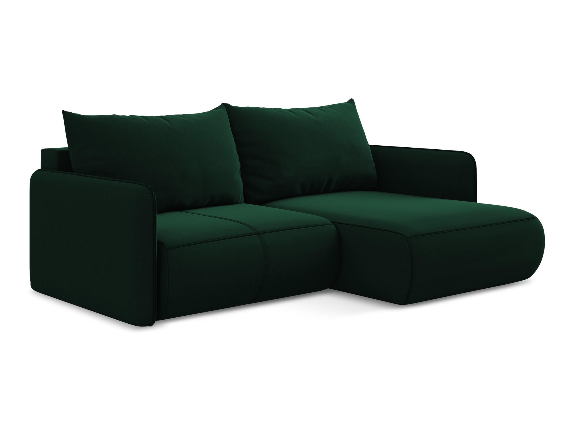 ECKSOFA mit Schlaffunktion Samt Stoff Grün - Dunkelgrün/Schwarz, Kunststoff/Textil (207/148cm) - Makamii
