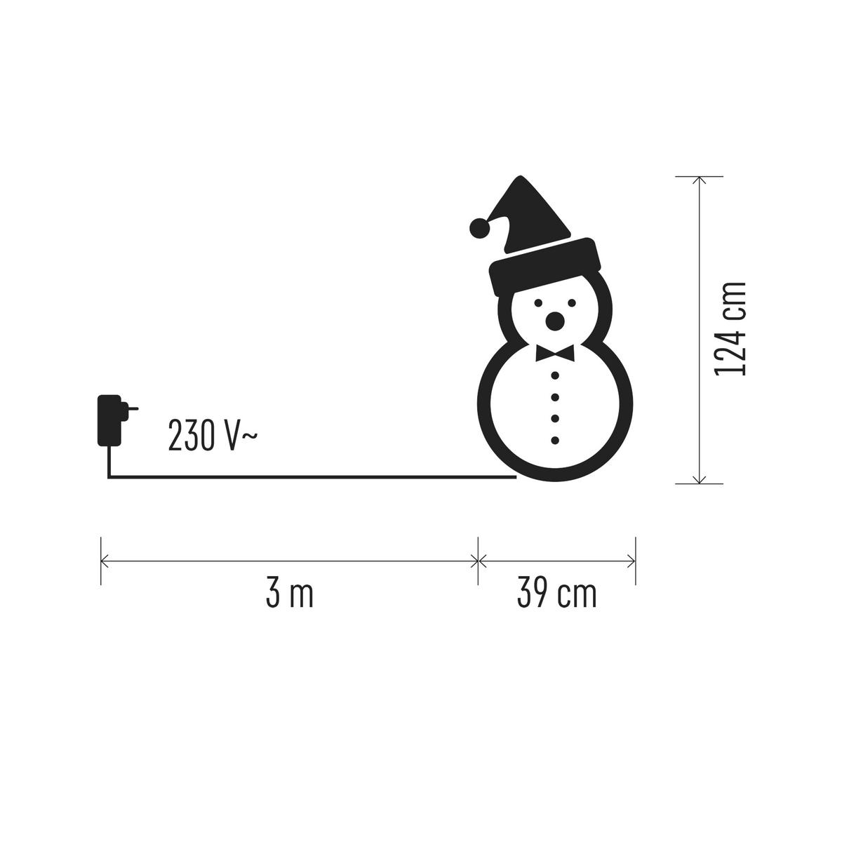 LED-LICHTDEKORATION SCHNEEMANN 124 cm - Weiß, Kunststoff (39/124/39cm) - LAALU