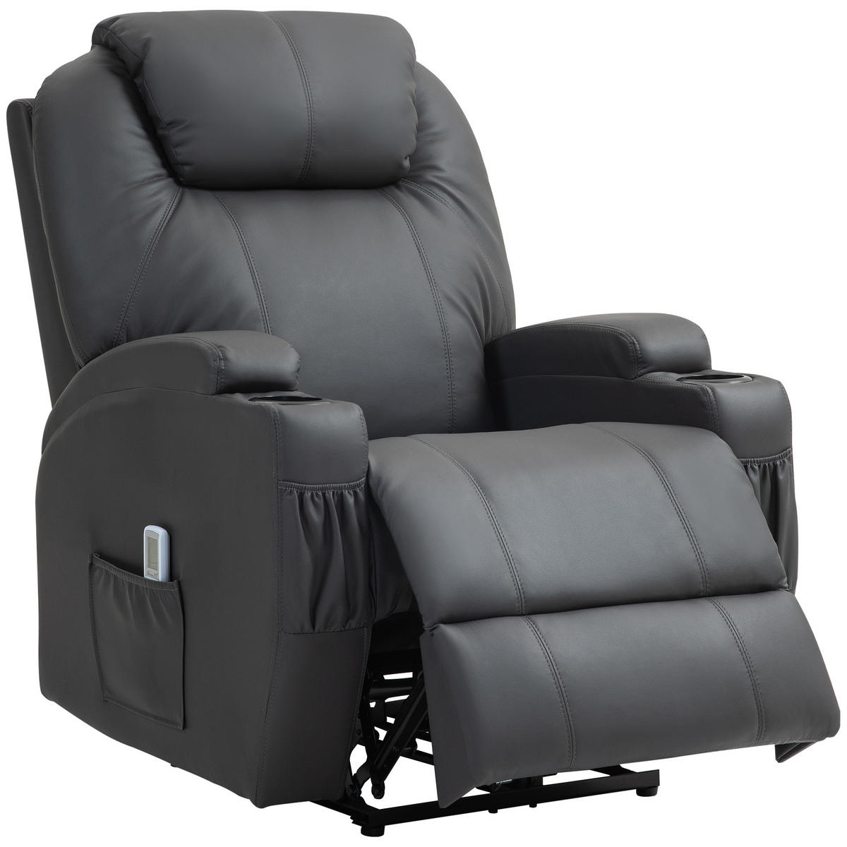 MASSAGESESSEL DE-06405 elektrisch verstellbar, 8 Vibrationspunkte, 165° neigbar Dunkelgrau - Dunkelgrau, Metall (97/110/82cm) - ComfortXL