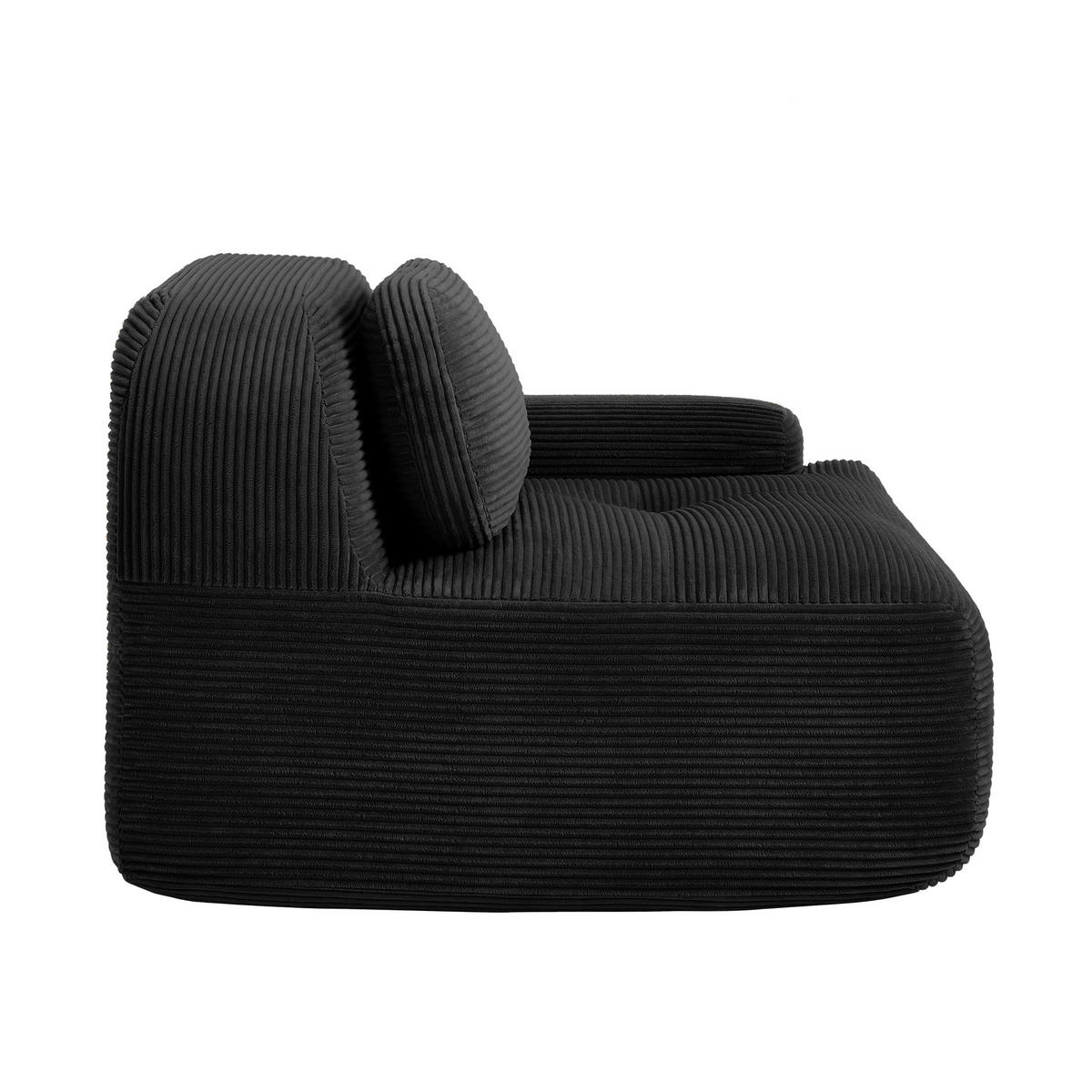 ECKSOFA 104/103/75 cm schwarz aus Cordstoff modular ohne Montage - Schwarz, Textil (103/104cm) - OKWISH