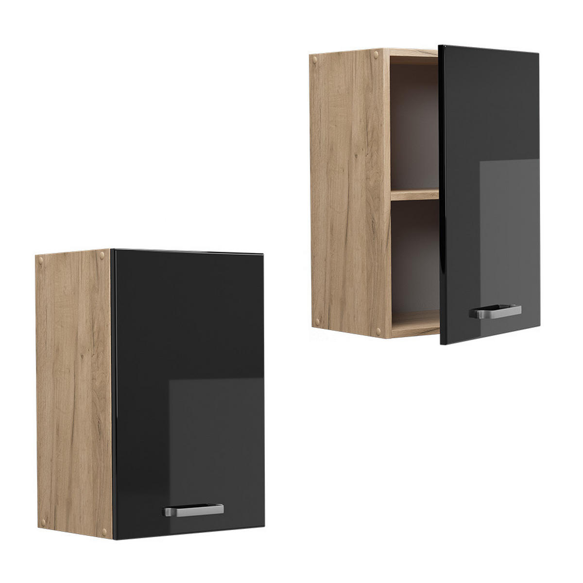 HÄNGESCHRANK R-Line Schwarz Hochglanz 40 cm - Honigeiche/Schwarz Hochglanz, Holzwerkstoff (40/60/31cm) - Vicco