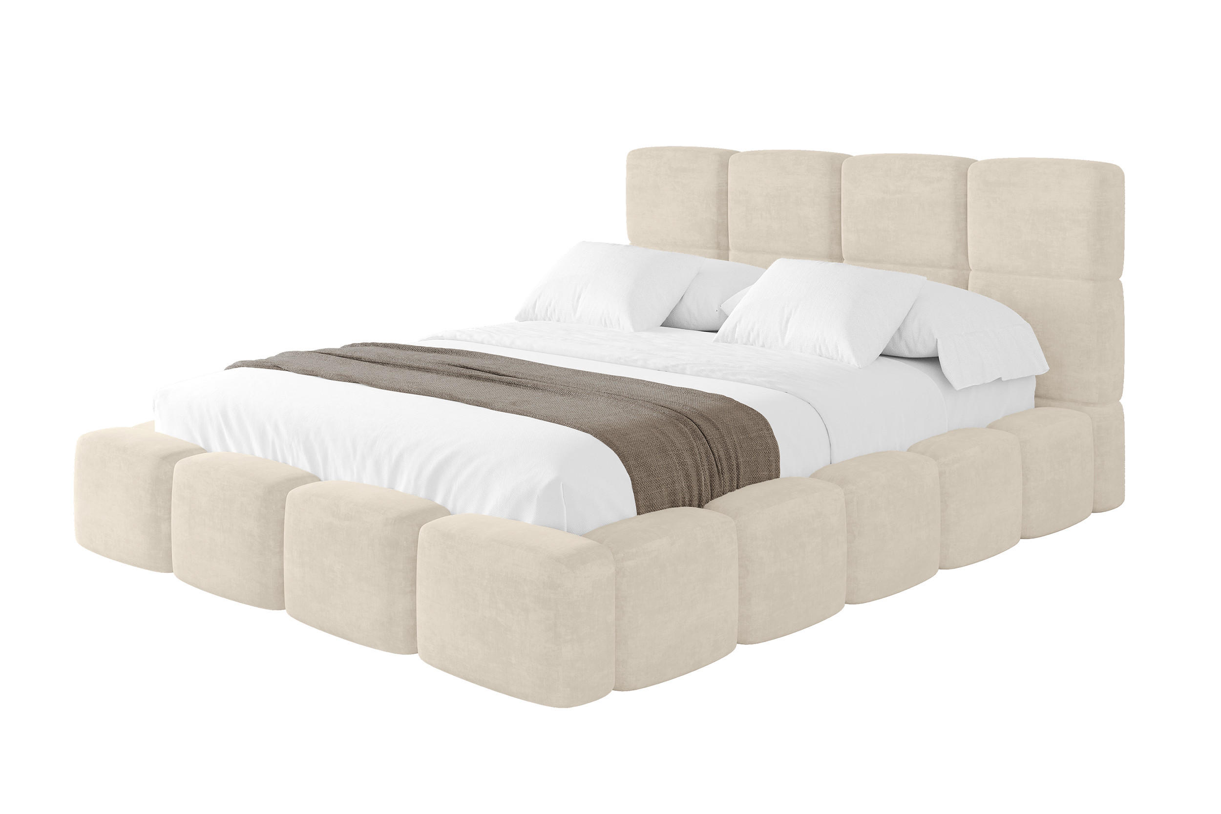 POLSTERBETT mit Bettkasten und Lattenrost, Bett mit Matratze H3/H4, Kopfteil, Boxbett, Doppelbett mit Stauraum - NATA 180x200 Beige - Cappuccino, Holzwerkstoff/Textil (180/200cm) - ALTDECOR