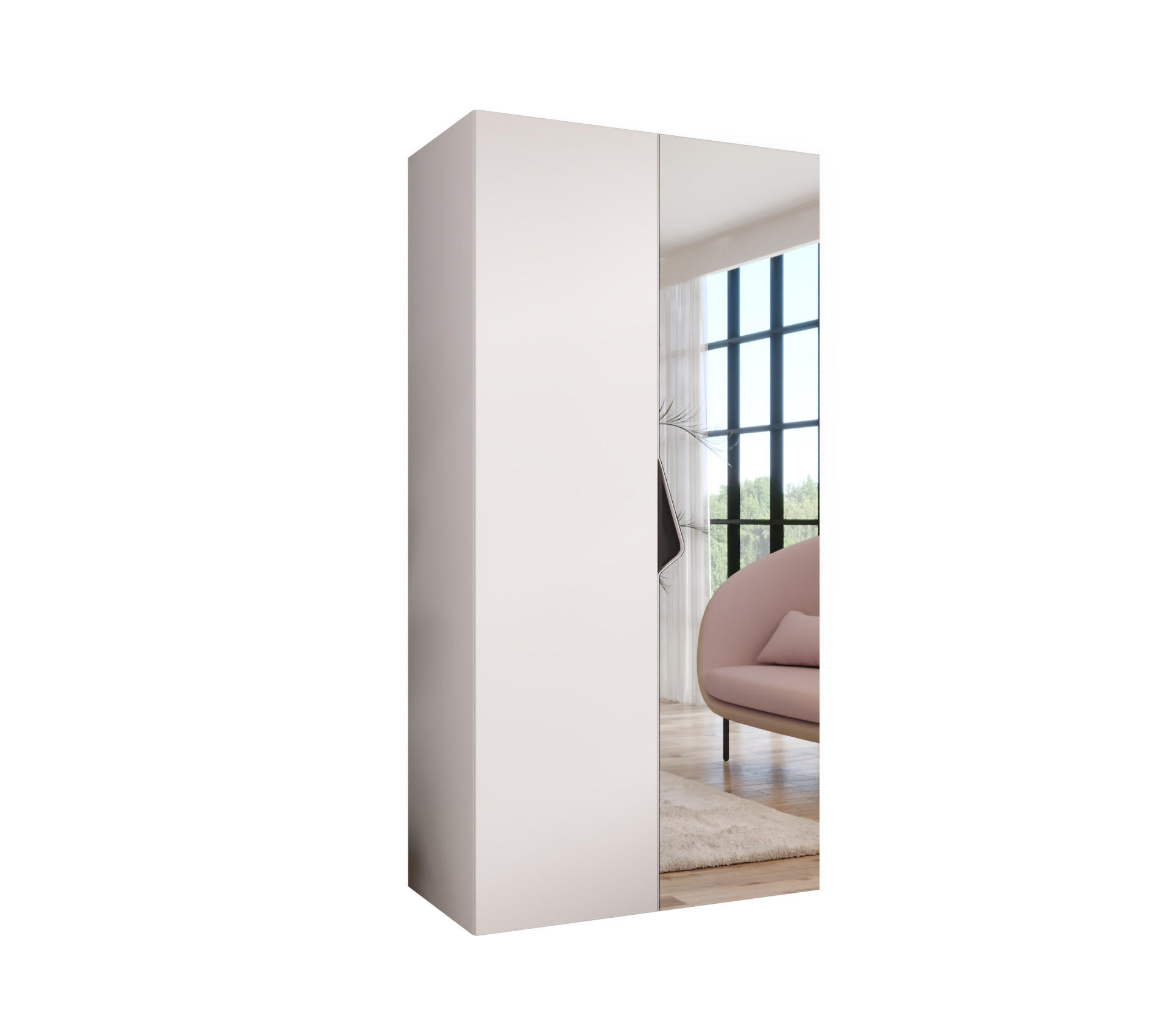 Abiks Möbel Drehtürenschrank Weiß, Schwarz 100x202x52 cm