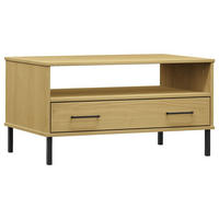 COUCHTISCH OSLO mit Metallbeinen Braun 85x50x45 cm Massivholz - Braun, Holzwerkstoff (85/50/45cm) - furnicato