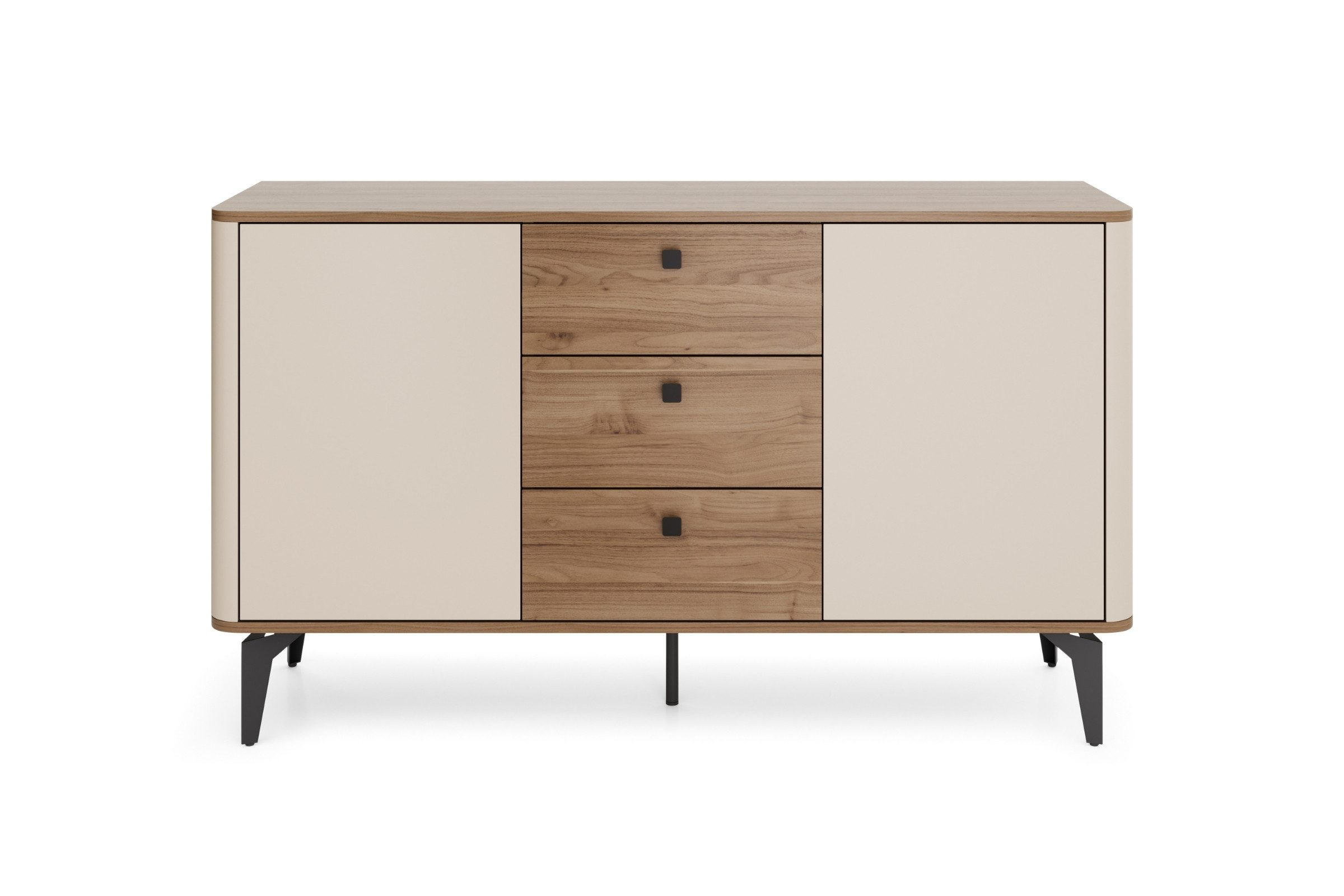VITRINE AURO 04 140/81/40 cm in Kaschmir / Royal Nussbaum - Kaschmir/Nussbaumfarben, Holzwerkstoff (140/81/40cm) - Deine Möbel 24