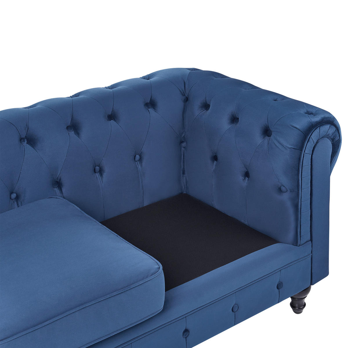 3-SITZER-SOFA Samtstoff Kobaltblau Chesterfield - Hellblau, Textil (201/70/75cm) - Beliani