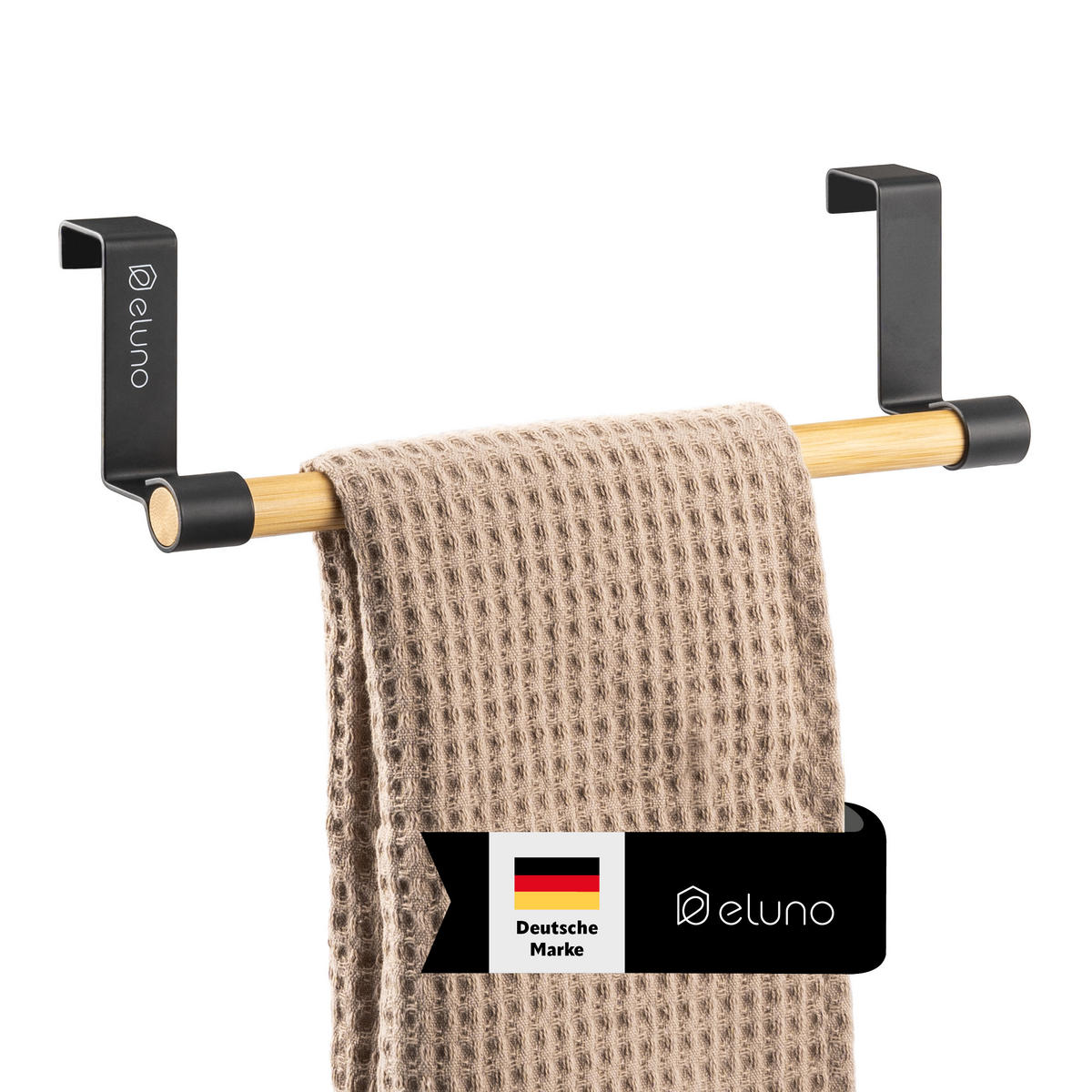 GESCHIRRHANDTUCHHALTER, schwarz, Bambus - Schwarz, Metall (25/7.5/6cm) - eluno