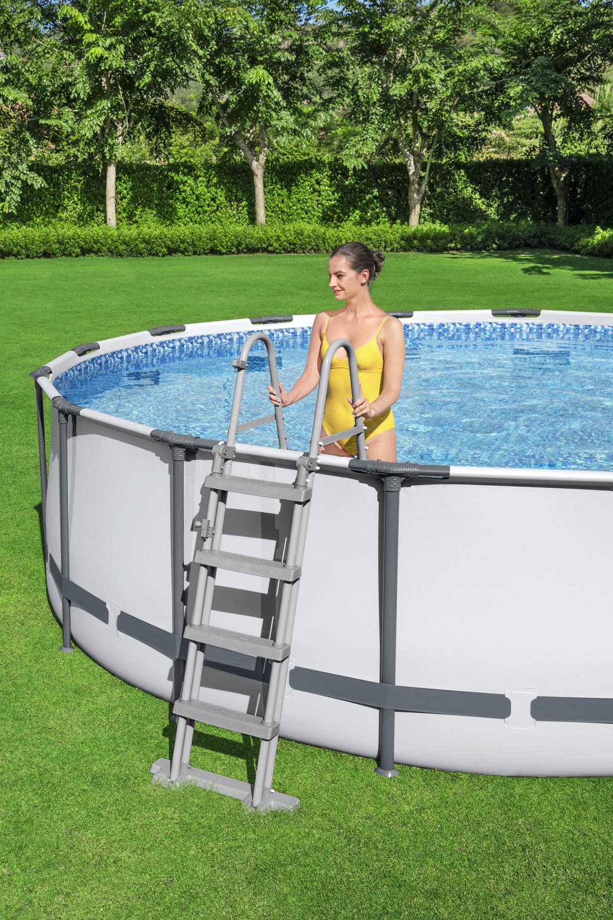 POOL Maxi rund Grau 122x457x457cm - Grau, Kunststoff (457/122/457cm) - DELUKE